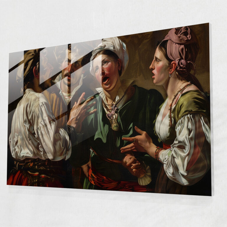 Caravaggio Style Glass Art - Group In Heated Discussion - Caravaggio, Glass Art, Dramatic Scene, Caravaggio Style