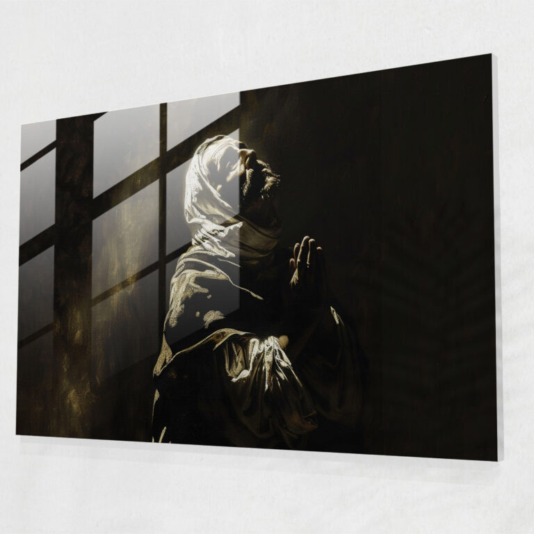 Caravaggio Style Glass Wall Art: Religious Figure In Prayer - Caravaggio, Religious Figure, Home Decoration, Glass Wall Art