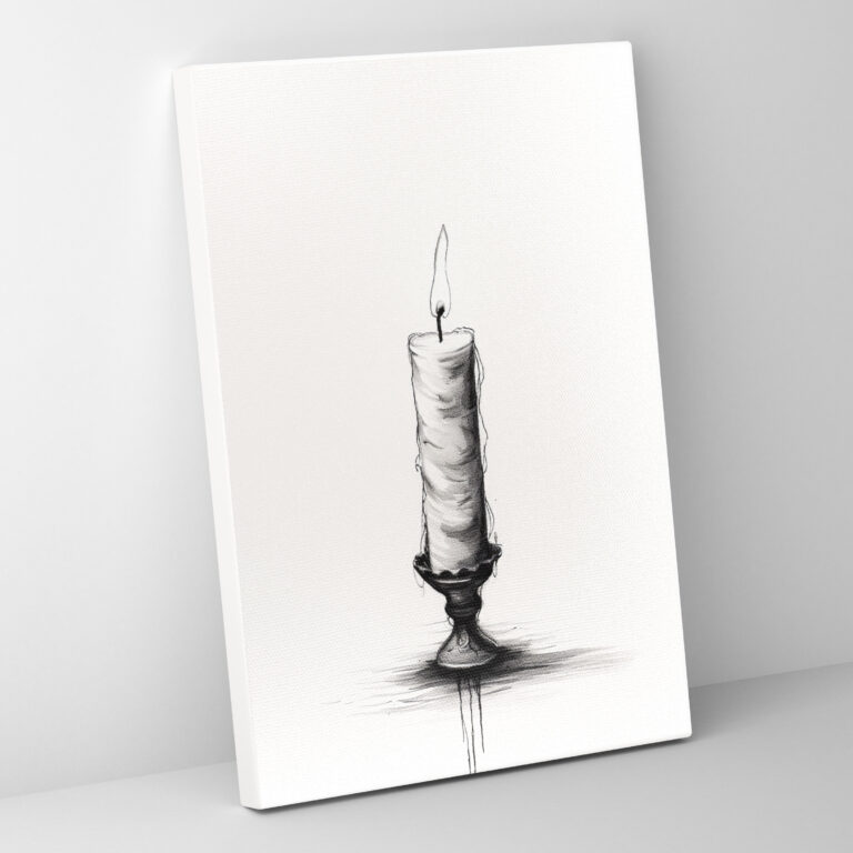 Candle Wall Art - Minimalist Black And White Canvas Print - Candle, Candle Wall Art, Canvas Wall Art, Canvas