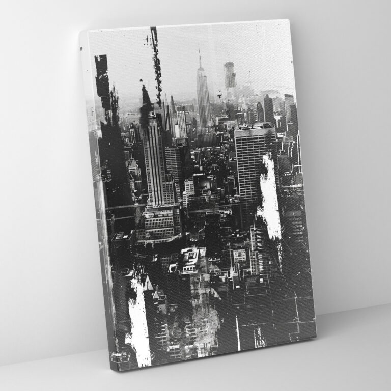 Pop Art City Skyline Vintage Photograph Canvas Print - Classicism And Popart, Wall Art, Wall Decoration, Combine Classicism With Pop Art
