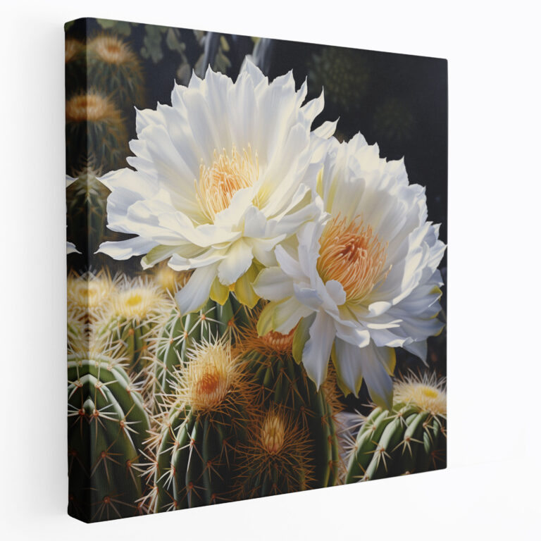 Cactus Canvas Print - Realistic Oil Painting - Wall Art - Cactus, Blooming Cactus, Wall Decoration, Home Decoration