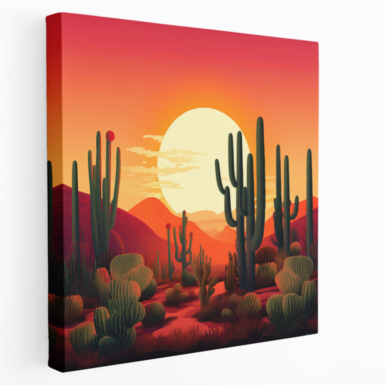Gradient Cactus Canvas Print - Contemporary Graphic Illustration - Wall Art - Cactus, Cactus, Canvas Wall Art, Wall Decoration