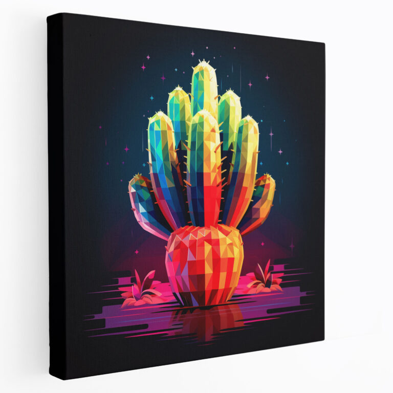 Modern Cactus Canvas Print - Cactus, Wall Decoration, Digital Illustration, Geometric