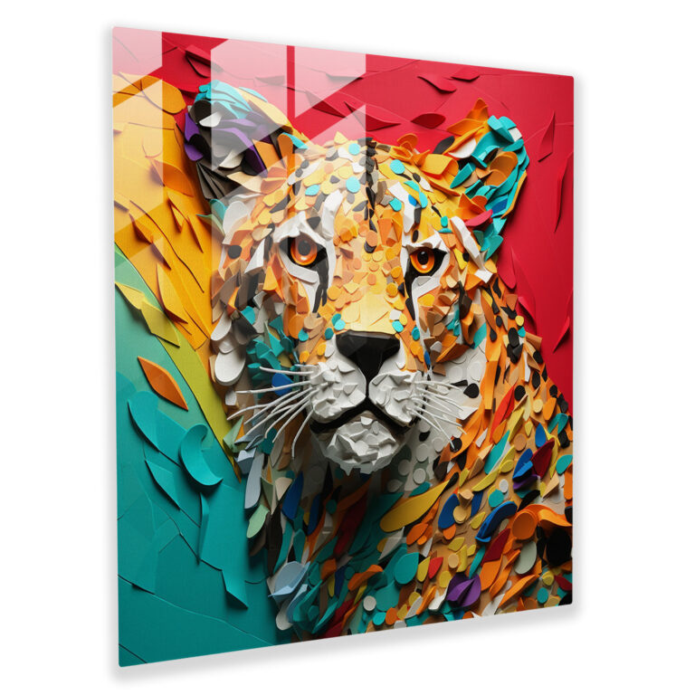 Cheetah Glass Art - Cheetah, Dynamic, Wall Decoration, Home Decoration