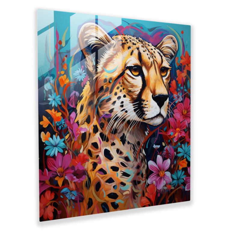 Cheetah Home Decoration - Cheetah, Colorful Painting, Glass Print, Glass Art