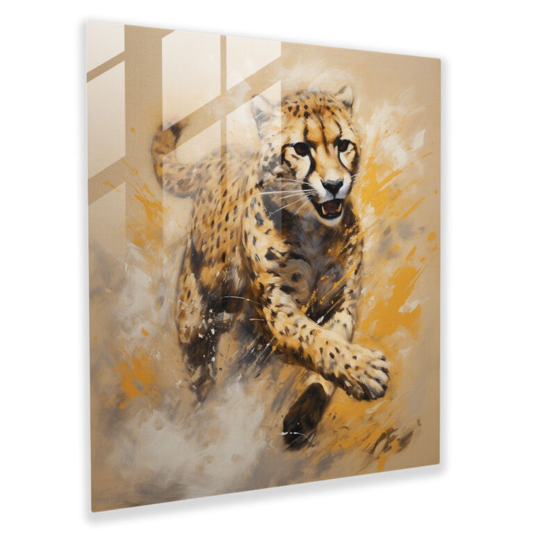 Cheetah Glass Art - Cheetah, Expressive Artwork, Wall Decoration, Agility