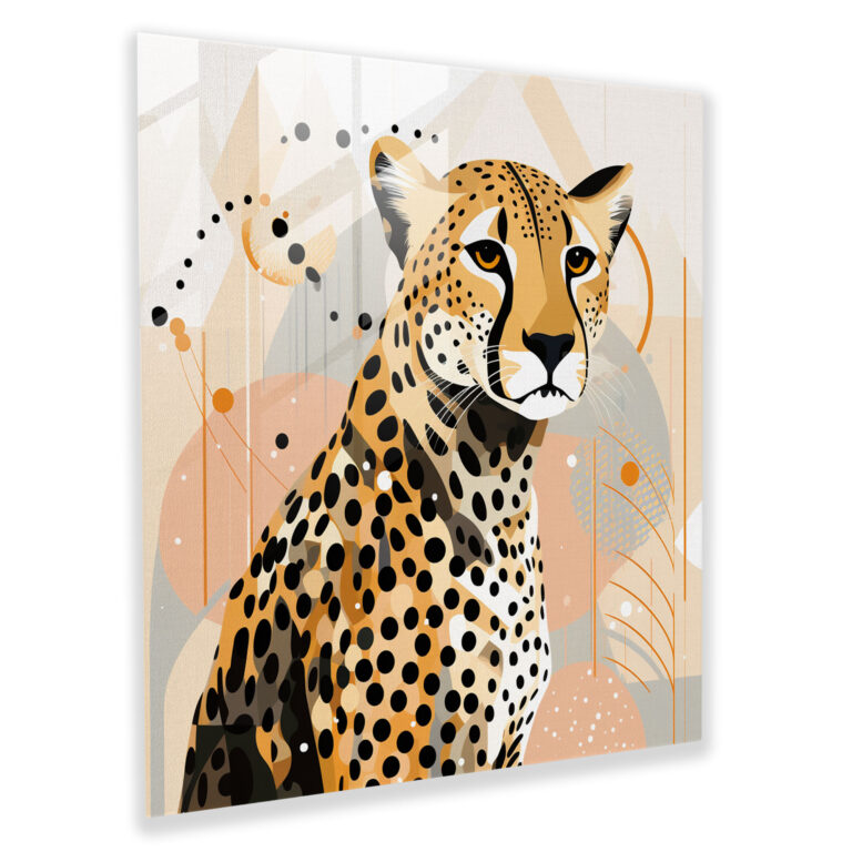 Cheetah Modern Art - Cheetah, Glass Art, Modern Sophistication, Wall Decoration