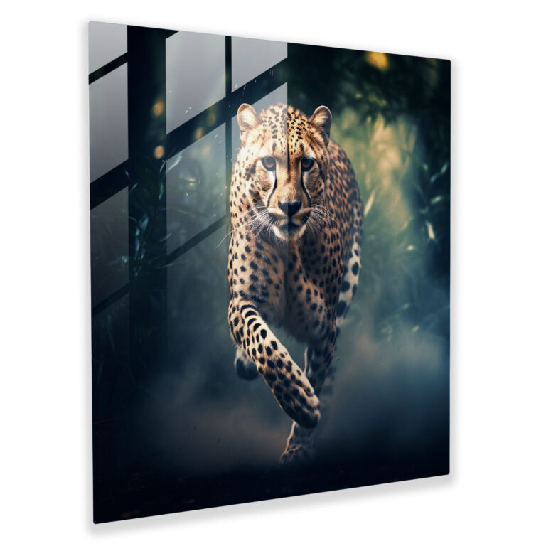 Cheetah Home Decoration - Cheetah, Glass Wall Art, Dreamlike Atmosphere, Admiration