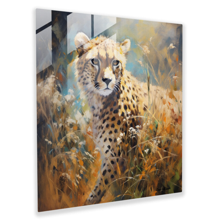 Cheetah Glass Print - Cheetah, Serene Savannah, Wall Decoration, Modern Art
