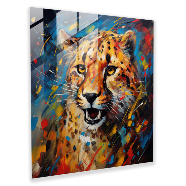 Cheetah Glass Wall Art - Cheetah, Abstract Artwork, Home Decoration, Glass Wall Art