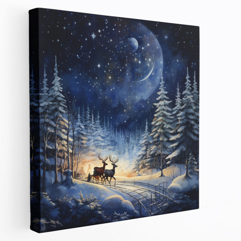 Christmas Sleigh Ride Canvas Print - Christmas, Canvas Print, Snowy Landscape, Canvas Wall Art