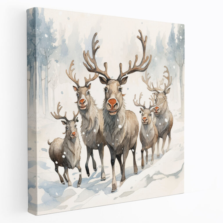 Playful Reindeer Wall Art - Christmas, Whimsical Cartoon, Wall Decoration, Wall Art