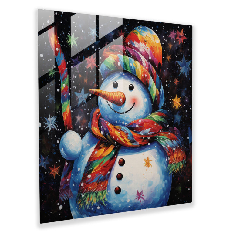 Jolly Snowman Glass Print - Christmas, Christmas, Glass Wall Art, Wall Decoration