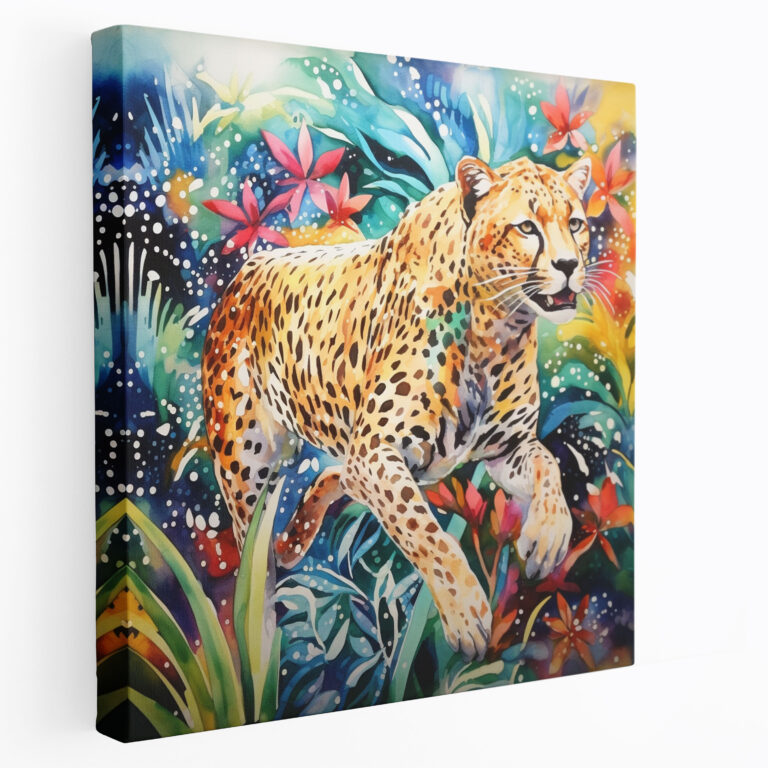 Cheetah Canvas Print - Abstract Watercolor Wall Art - Cheetah, Home Decoration, Vibrant Jungle, Canvas Print