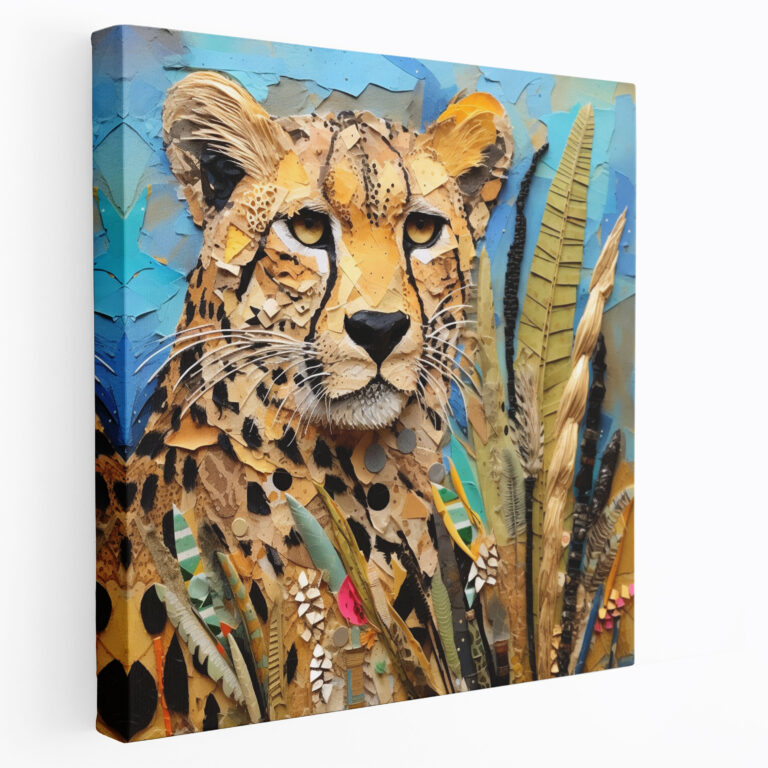 Cheetah Wall Decoration - Textured Collage Canvas Print - Cheetah, Canvas Print, Wall Art, Canvas Wall Art