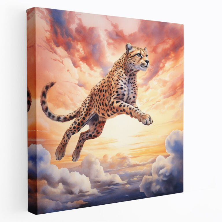 Cheetah Canvas Print - Dreamy Sunset - Cheetah, Cheetah Wall Decoration, Wall Art, Cheetah Canvas Print