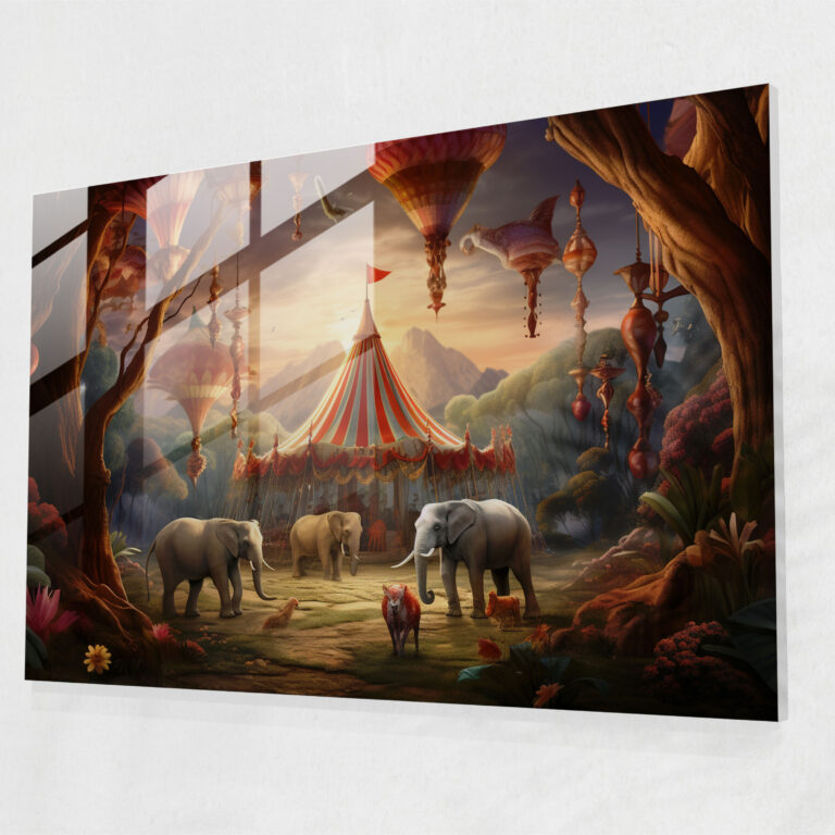 Magical Circus Glass Print - Circus, Mythical Creatures, Imagination, Glass Wall Art