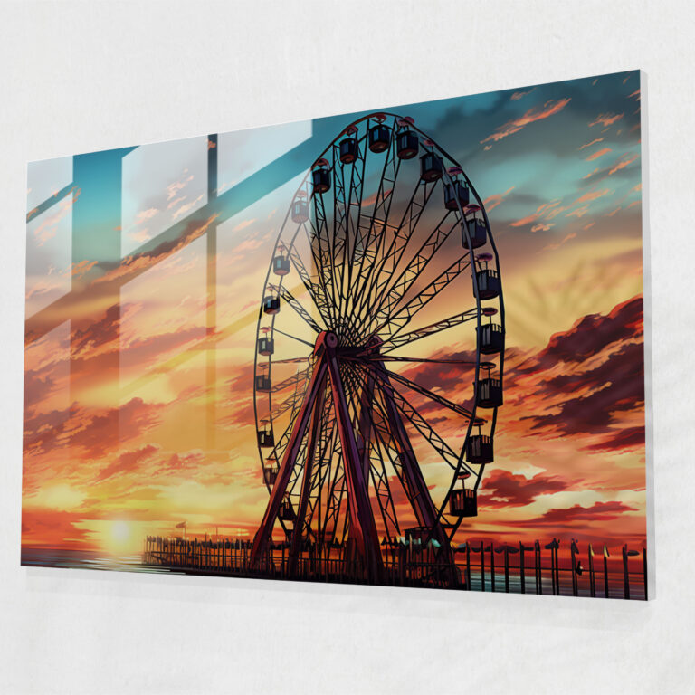 Sunset Circus Glass Wall Art - Circus, Ferris Wheel, Circus Glass Print, Circus Wall Decoration