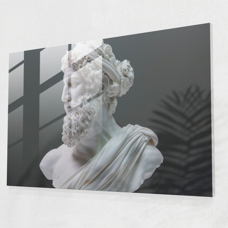 Classicism Glass Print: Bust Of A Greek God - Classicism, Home Decoration, Classicism, Glass Art