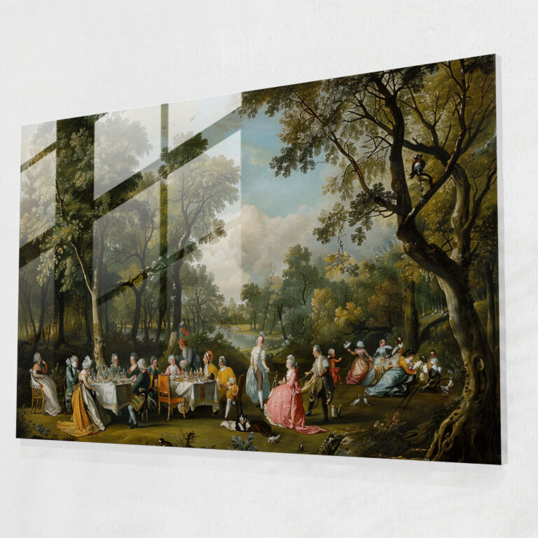 Classicism Glass Print: Rococo Garden Party - Classicism, Classicism, Home Decoration, Wall Decoration