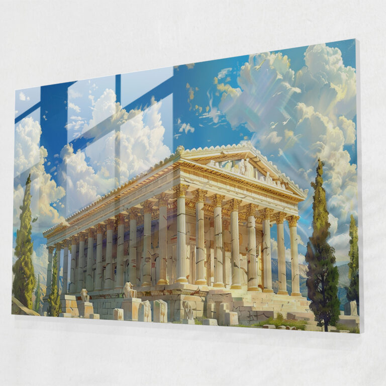 Classicism Glass Art - Greek Temple - Classicism, Classicism, Modern Art, Glass Art