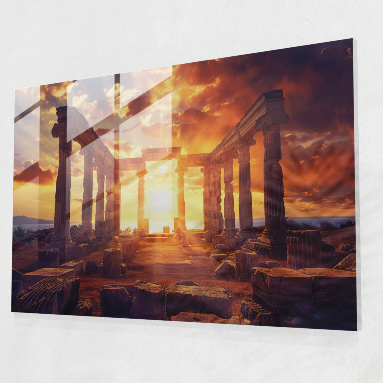 Classicism Glass Wall Art Greek Temple Ruins - Classicism, Classicism, Greek Temple Ruins, Wall Decoration