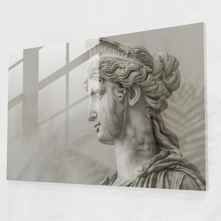 Classicism Glass Print: Elegant Greek Statue - Classicism, Glass Print, Wall Decoration, Home Decoration