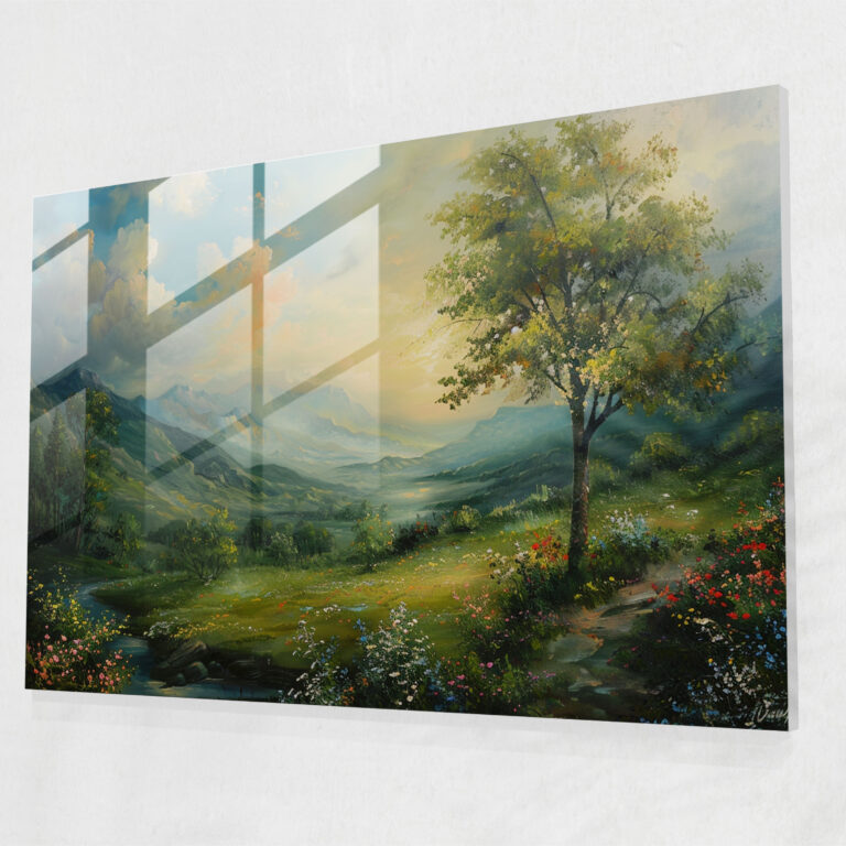 Classicism Glass Print - Serene Landscape - Classicism, Classicism, Home Decoration, Tranquility