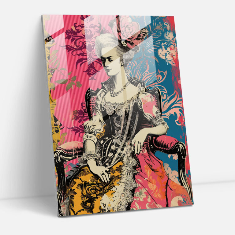 Pop Art Rococo Glass Wall Art - Classicism+Popart, Combine Classicism With Pop Art Style, Glass Art, Wall Decoration