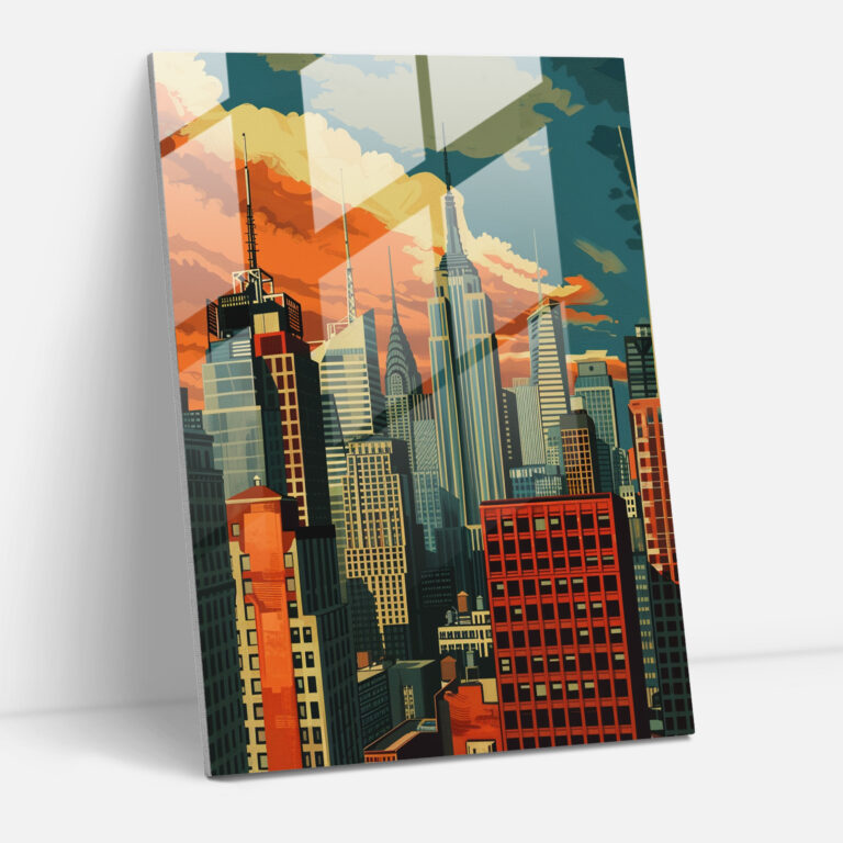 City Skyline Glass Print - Classicism+Popart, Home Decoration, Modern Art, Glass Print