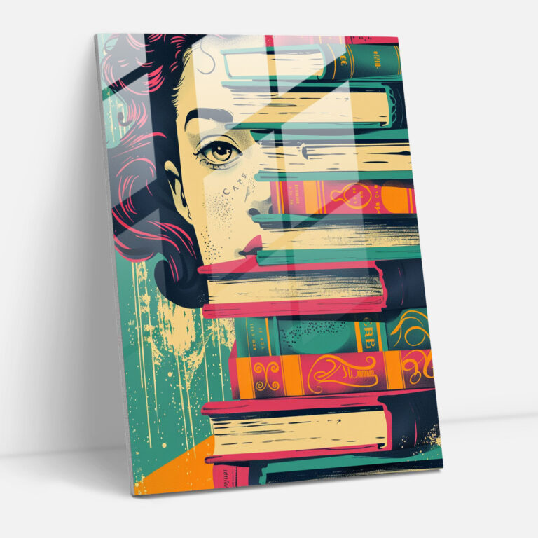 Vintage Book Cover Glass Print - Classicism+Popart, Wall Decoration, Glass Wall Art, Modern Art