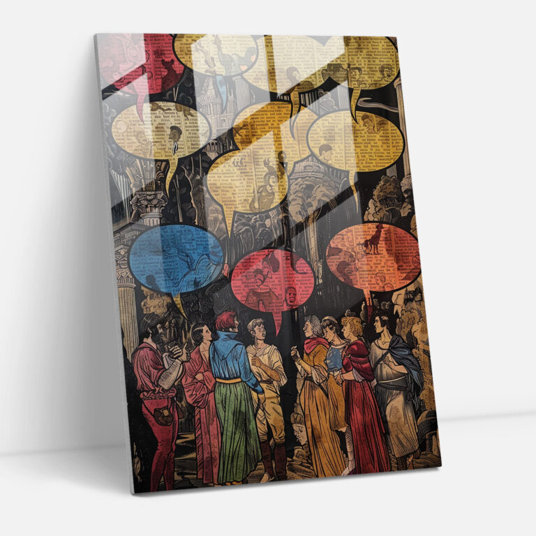 Medieval Pop Art Glass Print - Classicism+Popart, Wall Decoration, Home Decoration, Glass Art