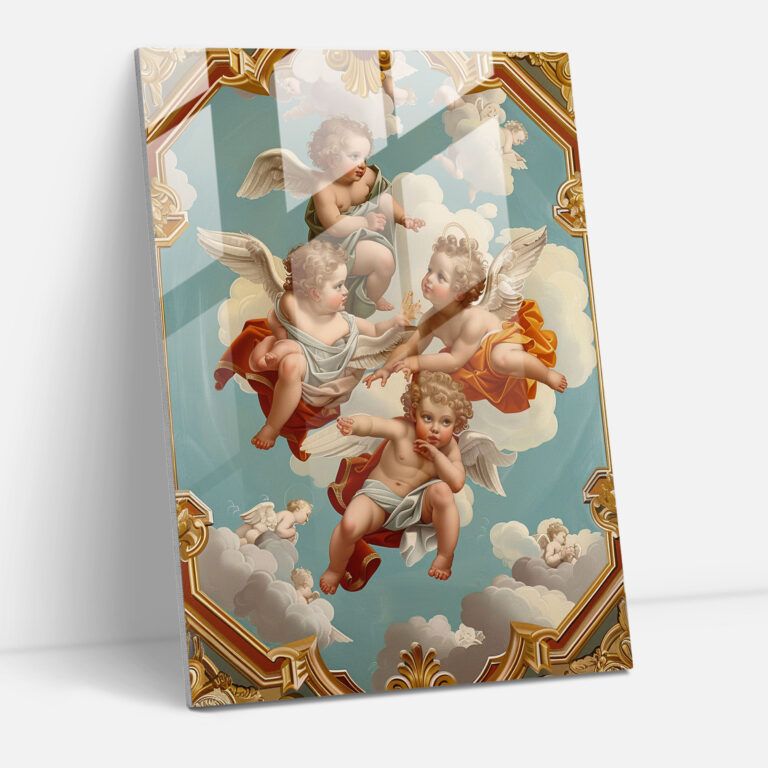Classicism With Pop Art Glass Print - Classicism+Popart, Renaissance Painting, Elegance, Home Decoration