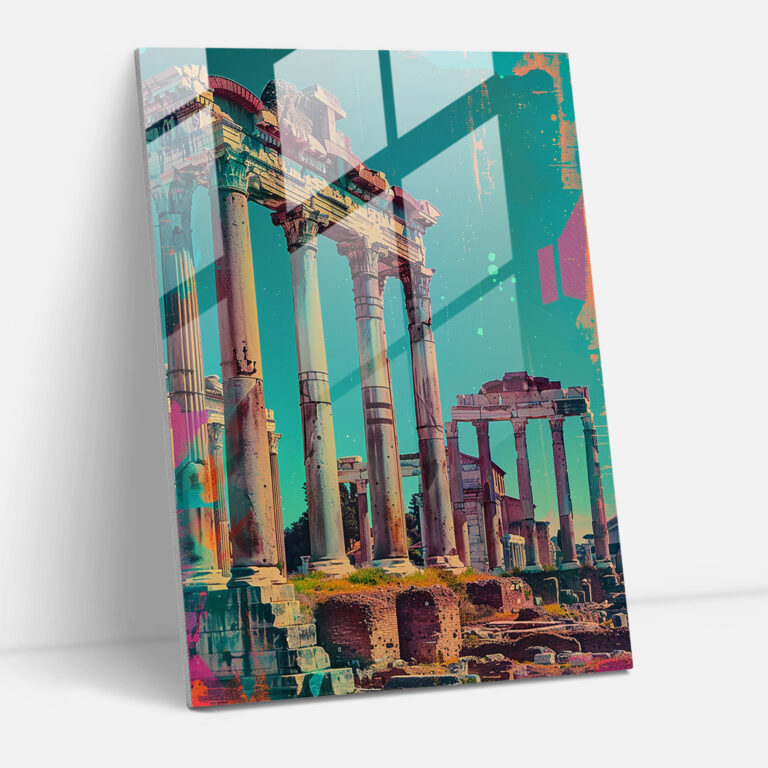 Classicism With Pop Art Glass Print - Classicism+Popart, Glass Print, Roman Architecture, Wall Decoration