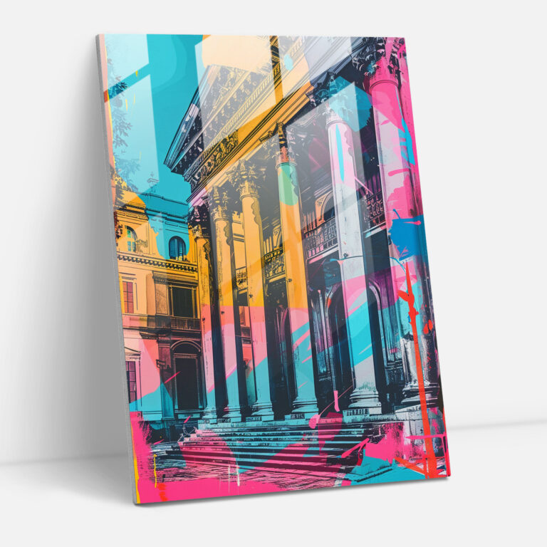 Graffiti Architecture Glass Wall Art - Classicism+Popart, Modern Art, Glass Art, Combine Classicism With Pop Art