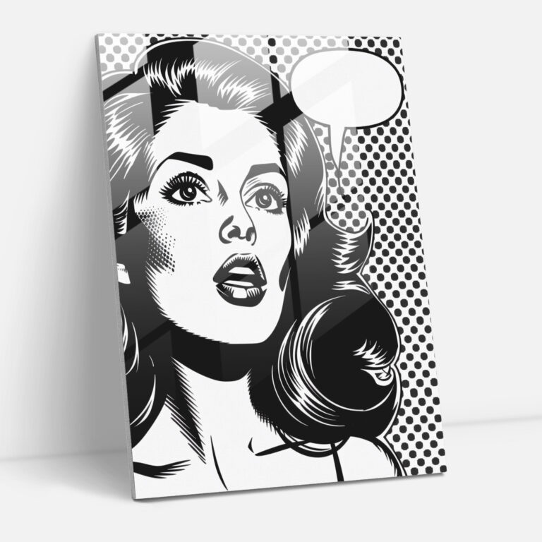 Comic Noir Glass Wall Art - Classicism+Popart, Combine Classicism With Pop Art, Glass Art, Home Decoration