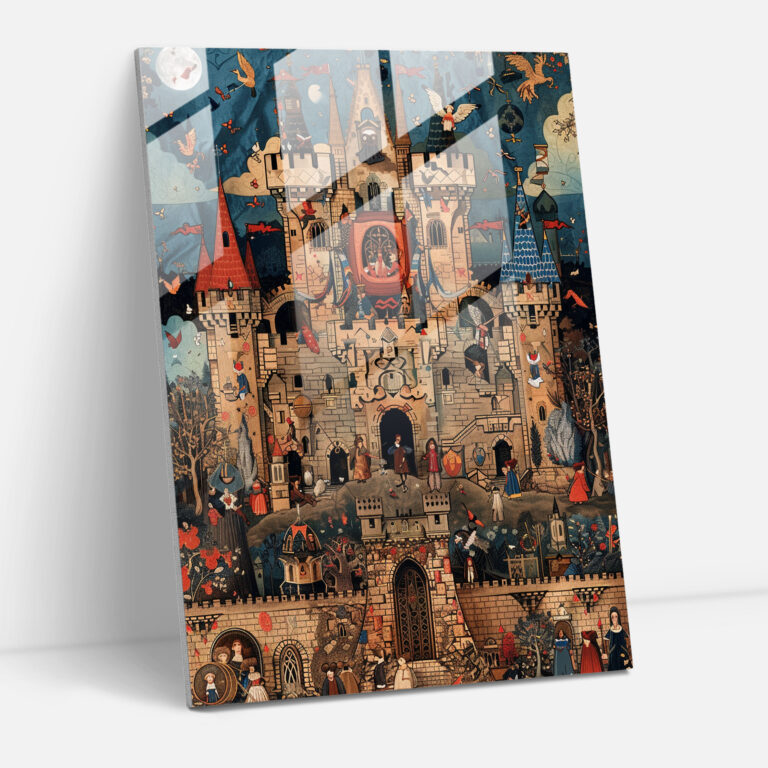 Medieval Cartoon Glass Print - Classicism+Popart, Glass Print, Combine Classicism With Pop Art, Wall Decoration