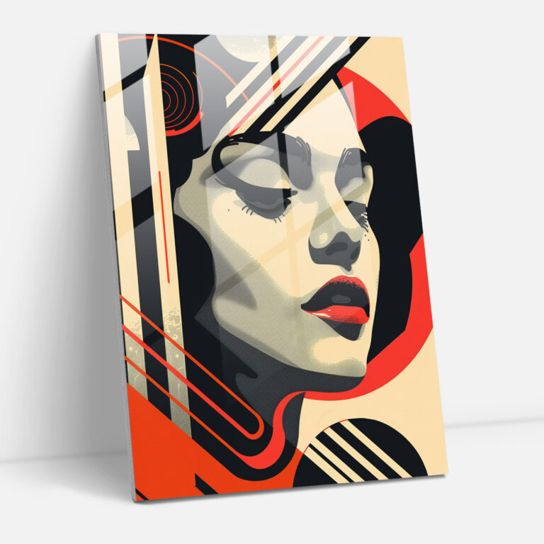 Typographic Art Deco Glass Print - Classicism+Popart, Wall Decoration, Modern Art, Glass Print