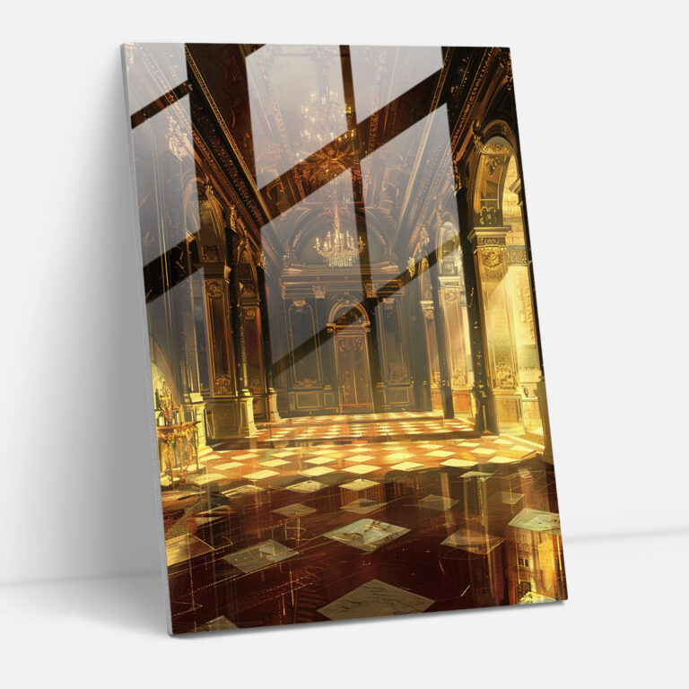 Baroque Ballroom Glass Print - Classicism+Popart, Wall Decoration, Classicism With Pop Art, Modern Art