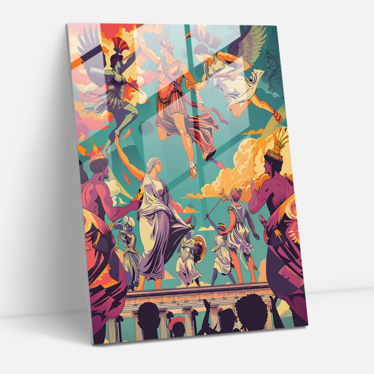 Mythology Modernism Glass Wall Art - Classicism+Popart, Classicism With Pop Art, Glass Wall Art, Home Decoration