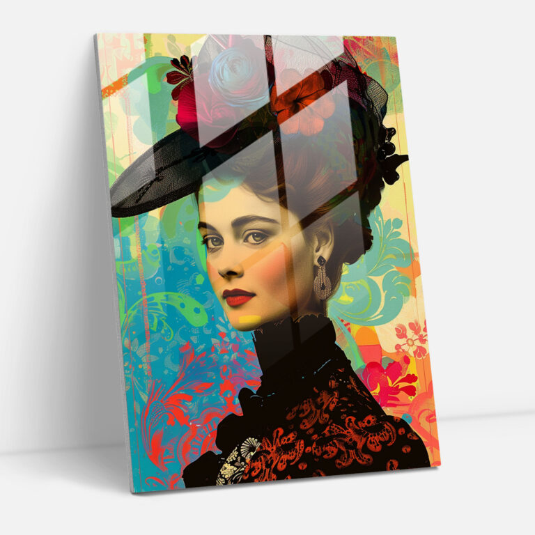 Victorian Pop Fusion Glass Print - Classicism+Popart, Classicism With Pop Art, Modern Art, Glass Print