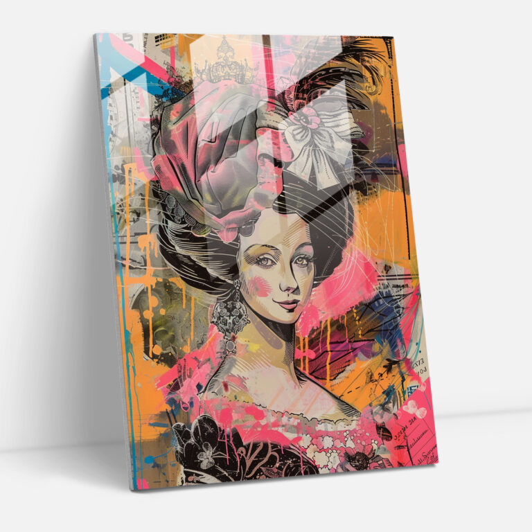 Classicism With Pop Art Home Decoration - Classicism+Popart, Glass Art, Glass Print, Noblewoman