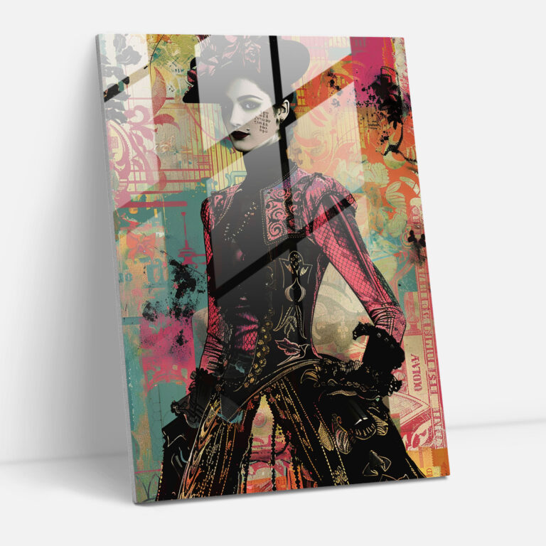 Victorian Pop Glass Print - Classicism+Popart, Glass Art, Modern Art, Combine Classicism With Pop Art