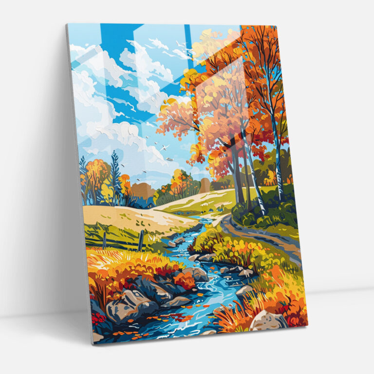 Classic Landscape Pop Art Glass Print - Classicism+Popart, Wall Decoration, Landscape Painting, Classicism With Pop Art