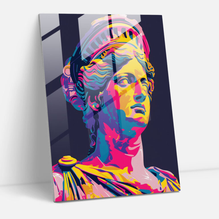 Greek Goddess Glass Print - Classicism+Popart, Wall Decoration, Combine Classicism With Pop Art, Home Decoration