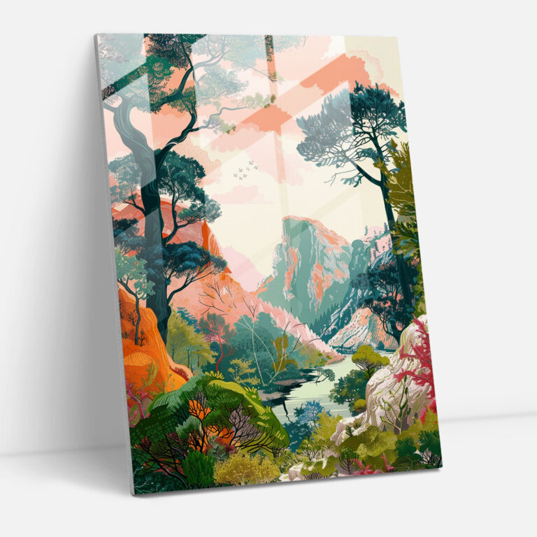 Pop Art Landscape Glass Print - Classicism+Popart, Glass Print, Combine Classicism With Pop Art, Wall Decoration
