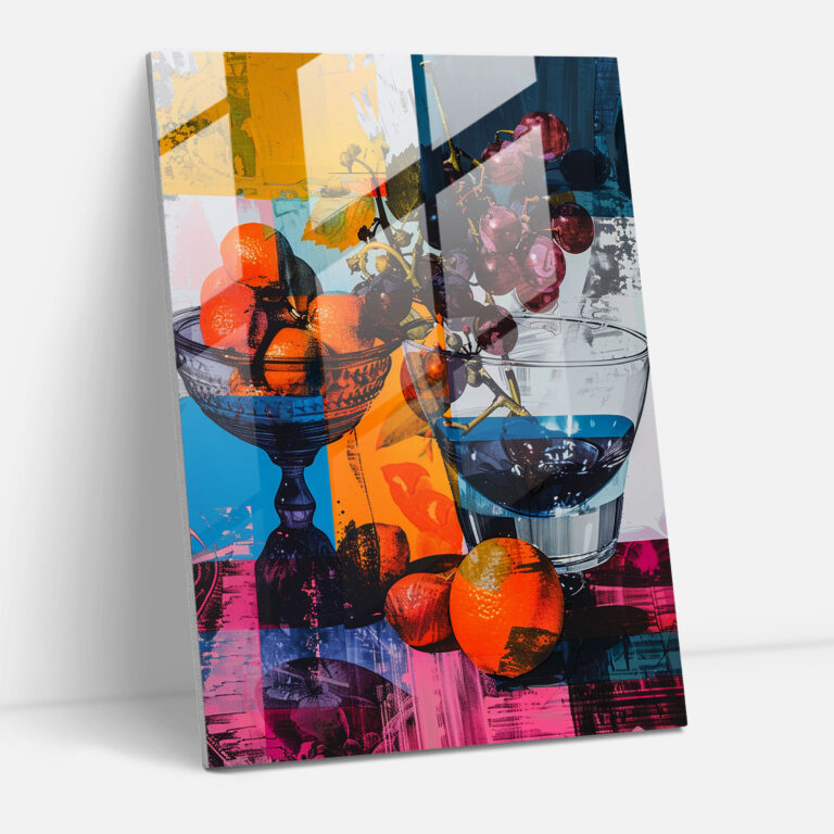 Pop Art Still Life Glass Print - Classicism+Popart, Combine Classicism With Pop Art, Wall Decoration, Home Decoration