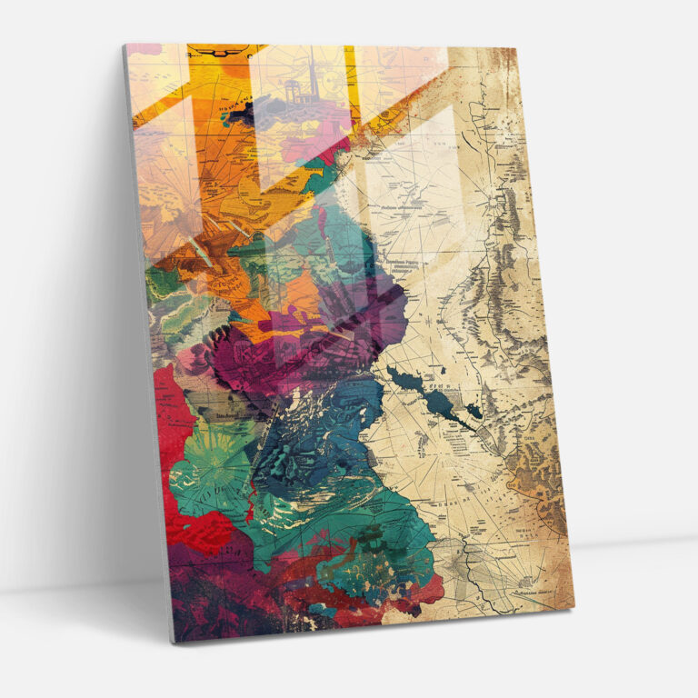 Pop Art Map Glass Wall Art - Classicism+Popart, Glass Art, Modern Art, Combine Classicism With Pop Art