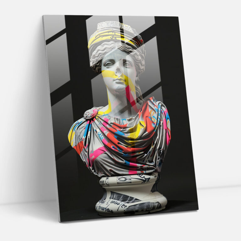 Classical Graffiti Glass Print - Classicism+Popart, Home Decoration, Glass Print, Wall Decoration
