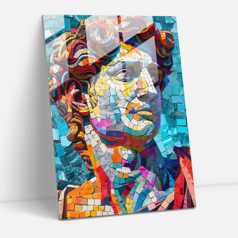 Roman Mosaic Pop Art Glass Print - Classicism+Popart, Glass Print, Combine Classicism With Pop Art, Glass Wall Art